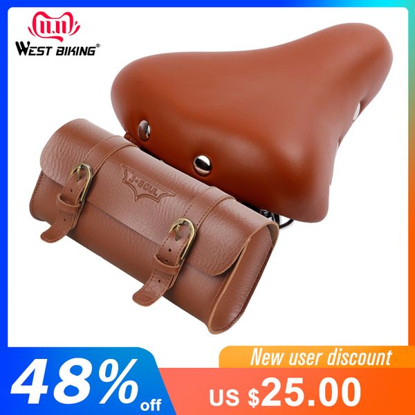 west biking brown bike saddle with bag cycling mountain bicycle vintage seat pack storage bag with saddle cycle set
west biking brown bike saddle with bag cycling mountain bicycle vintage seat pack storage bag with saddle cycle set