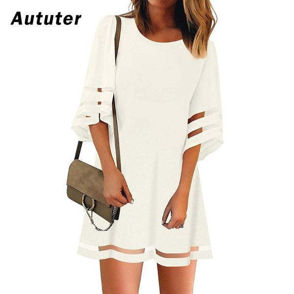 o neck large size dresses mesh panel blouse 3/4 bell sleeve loose summer dresses shirt dress vestido elbise sukienka#a3, White;black
o neck large size dresses mesh panel blouse 3/4 bell sleeve loose summer dresses shirt dress vestido elbise sukienka#a3, White;black