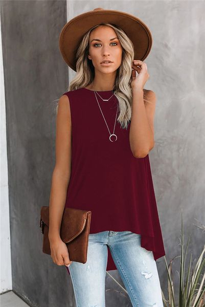 women designer casual solid color summer sleeveless round neck t shirt fashion sleeveless loose tees famale clothing, White
women designer casual solid color summer sleeveless round neck t shirt fashion sleeveless loose tees famale clothing, White
