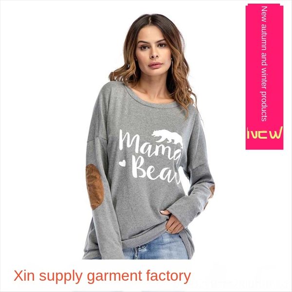 autumn printed round collar bat long sleeve patch decorative t-shirt autumn printed round collar bat long sleeve patch decorative t-shirt, White