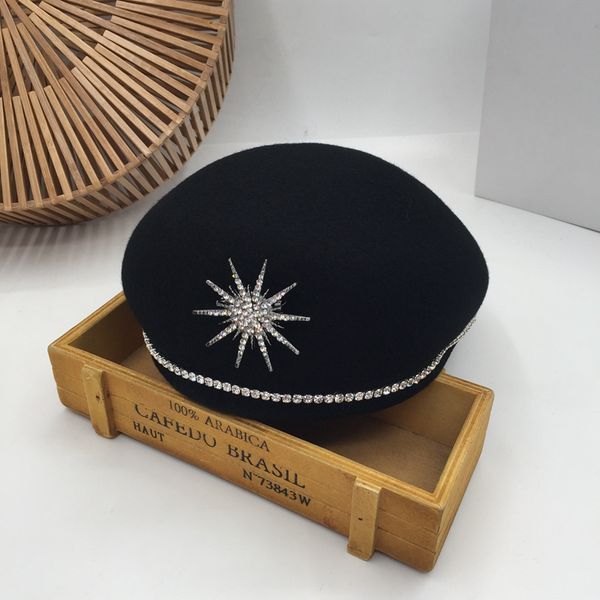 europe and the united states new winter wool black advance hats diamond socialite cap han edition japanese beret restoring anci, Blue;gray
europe and the united states new winter wool black advance hats diamond socialite cap han edition japanese beret restoring anci, Blue;gray