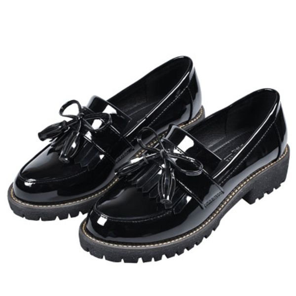 2020 new spring and autumn retro british small leather shoes wild large size women's flat shoes, Black
2020 new spring and autumn retro british small leather shoes wild large size women's flat shoes, Black