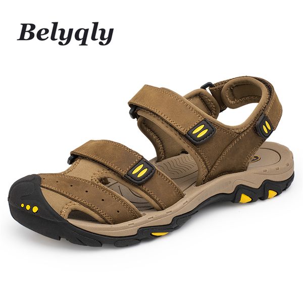 belyqly new fashion summer leisure beach men shoes leather sandals the cow yards men's sandals size 38-47, Black
belyqly new fashion summer leisure beach men shoes leather sandals the cow yards men's sandals size 38-47, Black