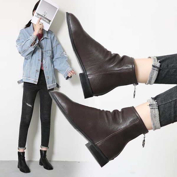 pu leather winter ankle boots for women boots women female winter shoes round toe ladies shoes botas mujer, Black
pu leather winter ankle boots for women boots women female winter shoes round toe ladies shoes botas mujer, Black