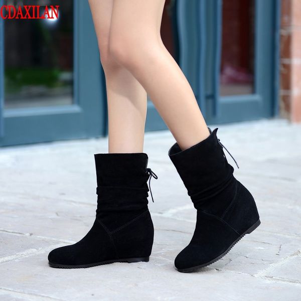 cdaxilan new to boots women genuine cow suede leather mid-calf boots height increasing with back lace-up motorcycle, Black
cdaxilan new to boots women genuine cow suede leather mid-calf boots height increasing with back lace-up motorcycle, Black