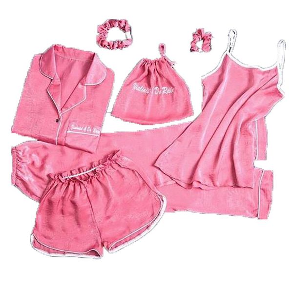 7pcs women solid soft satin spring sleep suits pajamas summer sets loose sleepwear, home cute nightwear, Black;red
7pcs women solid soft satin spring sleep suits pajamas summer sets loose sleepwear, home cute nightwear, Black;red