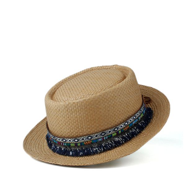 2019 raffia straw women men sun hat summer pork pie hat sunbonnet lady flat boater beach panama sunhat fascinato, Blue;gray
2019 raffia straw women men sun hat summer pork pie hat sunbonnet lady flat boater beach panama sunhat fascinato, Blue;gray