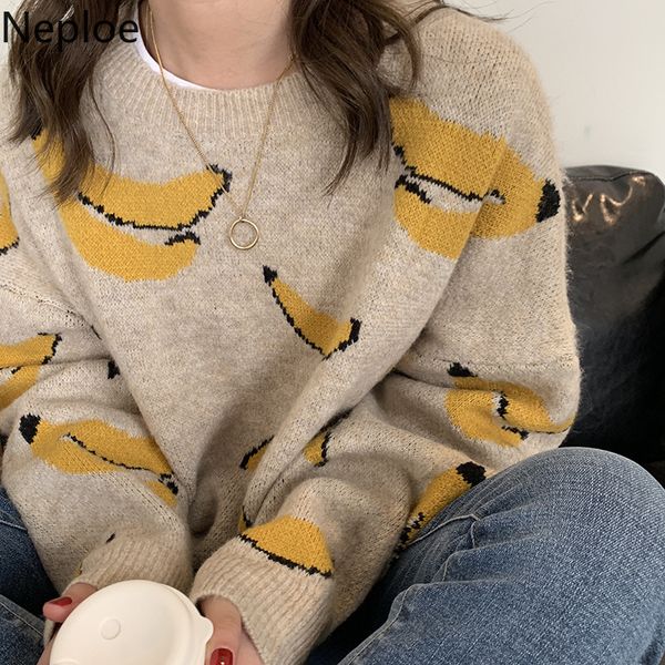 neploe 2019 loose casual sweater women o neck pullover long sleeve banana print pull femme autumn winter outwaer sueter mujer, White;black
neploe 2019 loose casual sweater women o neck pullover long sleeve banana print pull femme autumn winter outwaer sueter mujer, White;black