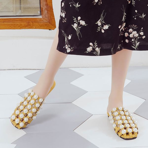 shoes woman 2020 square toe slippers casual string bead slipers women cover flat new pu retro fashion spring slides, Black
shoes woman 2020 square toe slippers casual string bead slipers women cover flat new pu retro fashion spring slides, Black
