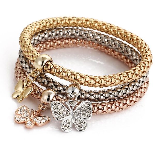 butterfly charm bracelets 3 color elastic popcorn chain cz crystal beads lock crown charm bangle girlfriend women gift, Golden;silver
butterfly charm bracelets 3 color elastic popcorn chain cz crystal beads lock crown charm bangle girlfriend women gift, Golden;silver