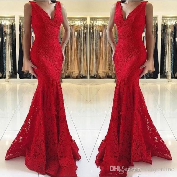 beautiful full lace red evening dresses mermaid v neck backless sleeveless prom gowns formal vestidos de festa customized, Black;red
beautiful full lace red evening dresses mermaid v neck backless sleeveless prom gowns formal vestidos de festa customized, Black;red
