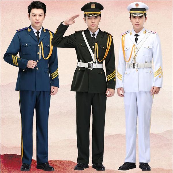 military standard costumes performance clothes student flag raising uniform chinese army drum band honor guard military clothing, Black;red
military standard costumes performance clothes student flag raising uniform chinese army drum band honor guard military clothing, Black;red