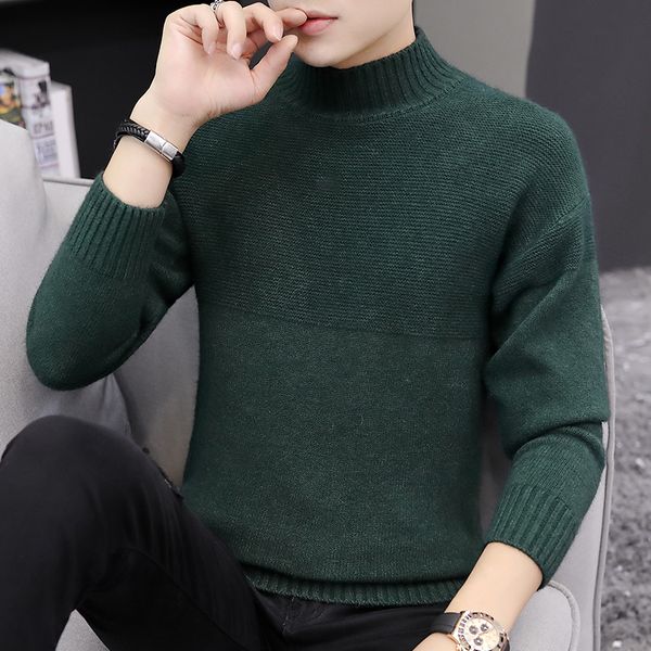 men's autumn winter thick half-high collar knitted sweater men trend slim warm long sleeve sweaters, White;black
men's autumn winter thick half-high collar knitted sweater men trend slim warm long sleeve sweaters, White;black