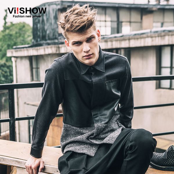viishow mens dress shirts long sleeve hip hop slim fit casual 3xl business shirt big sizes patchwork leather shirts c107853, White;black
viishow mens dress shirts long sleeve hip hop slim fit casual 3xl business shirt big sizes patchwork leather shirts c107853, White;black