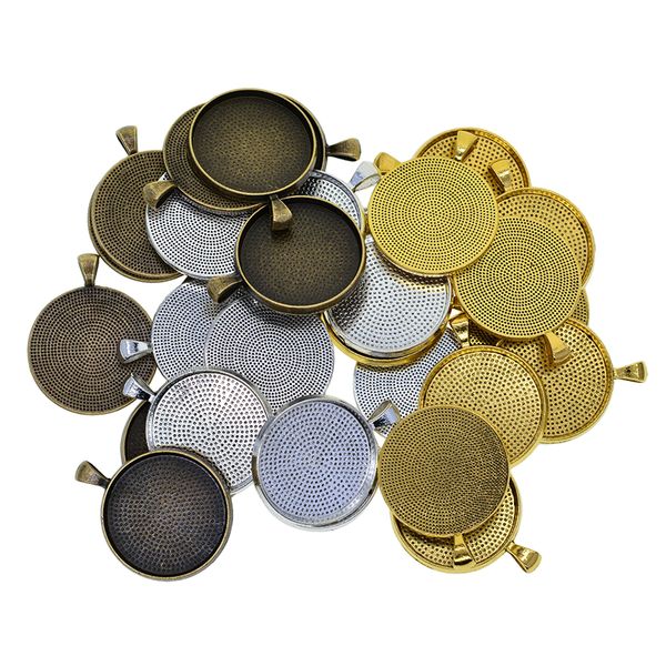 50 pcs 30 mm diy round shaped cabochon holder pendant for crafting jewelry, Black