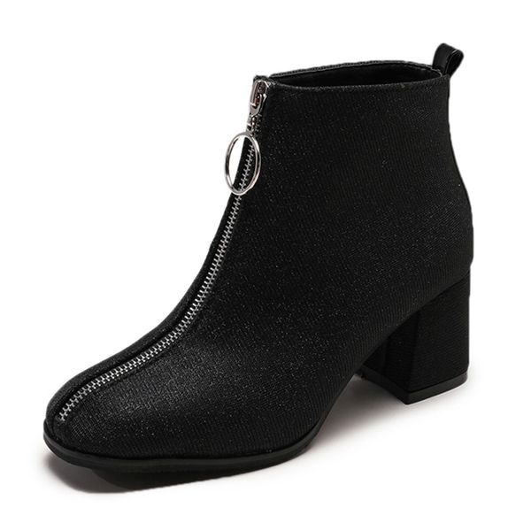 ankle boots women square mid heels bling shoes fashion new ladies flock winter boot woman's zipper footwear mujer botas, Black
ankle boots women square mid heels bling shoes fashion new ladies flock winter boot woman's zipper footwear mujer botas, Black