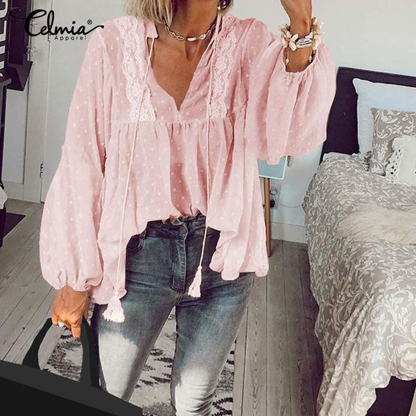 oversized women 2019 celmia v-neck print shirt casual loose ruffles blouse plus size see-through lace blusas plus size, White
oversized women 2019 celmia v-neck print shirt casual loose ruffles blouse plus size see-through lace blusas plus size, White