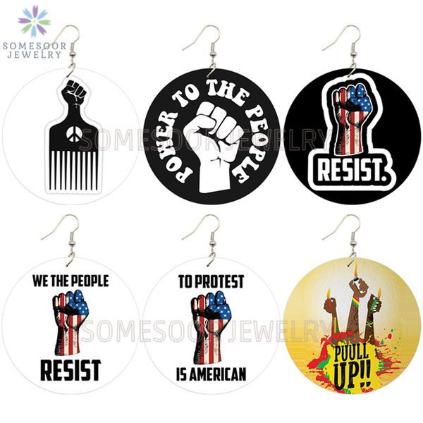 somesoor african black power fist resist wooden drop earrings peace symbol afro comb design printed wood jewelry for women gifts, Silver
somesoor african black power fist resist wooden drop earrings peace symbol afro comb design printed wood jewelry for women gifts, Silver