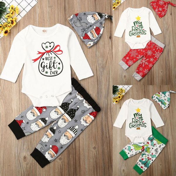 3pcs baby boy newborn clothes my first christmas letter romper +pants outfit + hat headband set, White
3pcs baby boy newborn clothes my first christmas letter romper +pants outfit + hat headband set, White