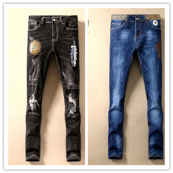2019 men fashion women rips stretch jeans fashion slim fit washed motocycle denim pants panelled hip hop versace trousers, Blue;gray
2019 men fashion women rips stretch jeans fashion slim fit washed motocycle denim pants panelled hip hop versace trousers, Blue;gray