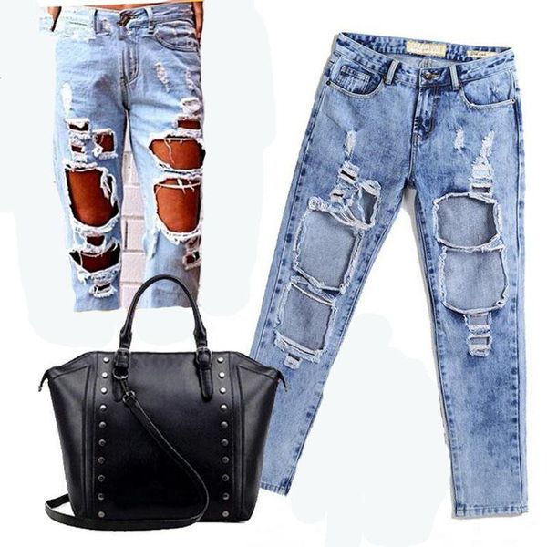 Autumn Ripped Jeans Female Casual Washed Holes Boyfriend Jeans For Women Regular Long Torn Jeans Wild Denim Pants
Autumn Ripped Jeans Female Casual Washed Holes Boyfriend Jeans For Women Regular Long Torn Jeans Wild Denim Pants