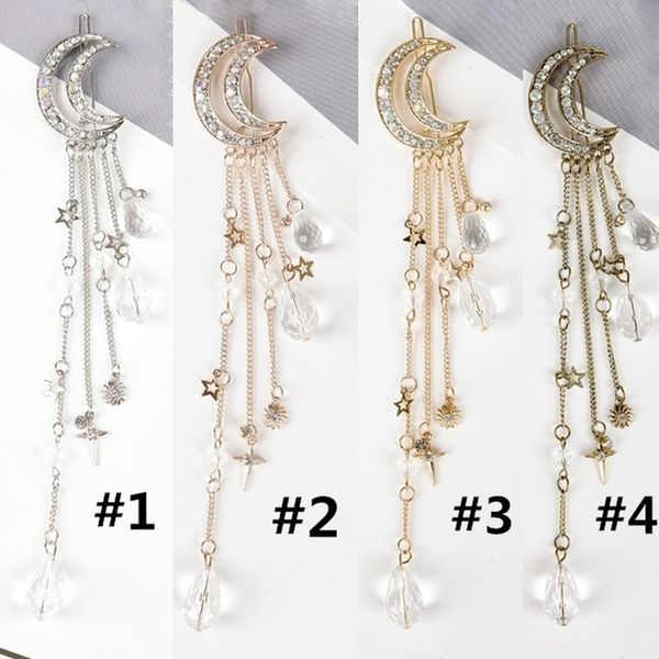 2019 new fashion simple elegant girl's moon crescent hair clip natural crystal pendant hairpin tassels party gifts, Golden;silver
2019 new fashion simple elegant girl's moon crescent hair clip natural crystal pendant hairpin tassels party gifts, Golden;silver