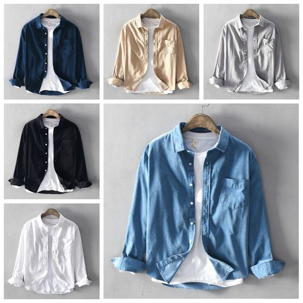 men's casual shirts mens cotton blend long sleeve solid shirt causal business formal dress button down retro blouse 923-555, White;black
men's casual shirts mens cotton blend long sleeve solid shirt causal business formal dress button down retro blouse 923-555, White;black
