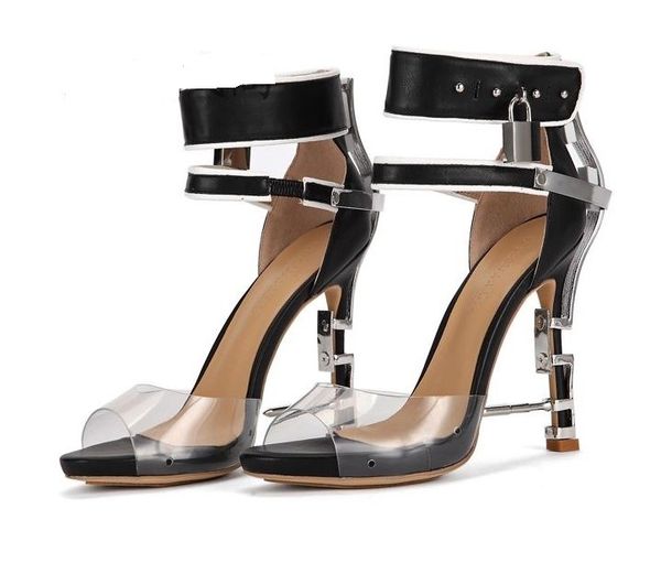 2019 fish mouth transparencies with metal lock decoration ankle strap female sandals thick bottom stiletto-heels black 35-43 4
2019 fish mouth transparencies with metal lock decoration ankle strap female sandals thick bottom stiletto-heels black 35-43 4