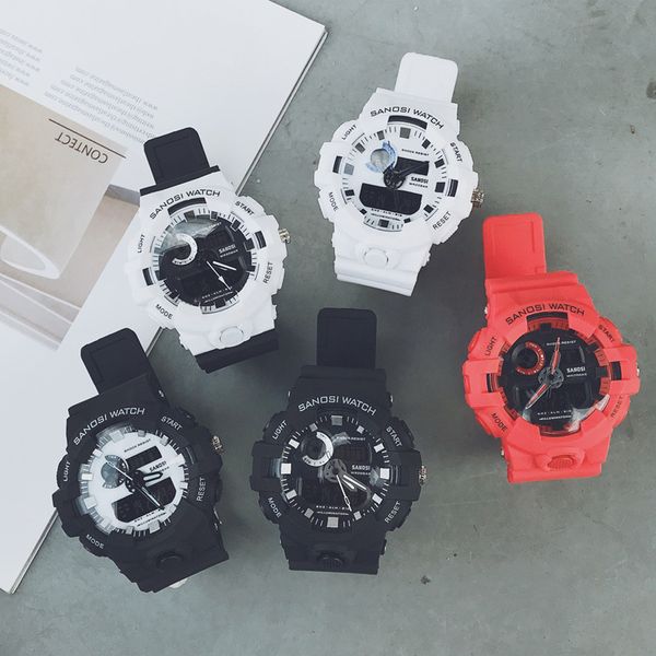 fashion trendy male multifunctional waterproof double display running timing sports electronic watch korean edition students, Slivery;brown
fashion trendy male multifunctional waterproof double display running timing sports electronic watch korean edition students, Slivery;brown