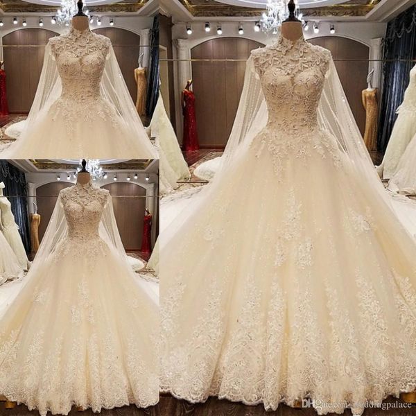 new elegant high-neck lace wedding dresses princess bridal gown tiered skirts special occasion sweet long skirt court train wedding gowns, White
new elegant high-neck lace wedding dresses princess bridal gown tiered skirts special occasion sweet long skirt court train wedding gowns, White