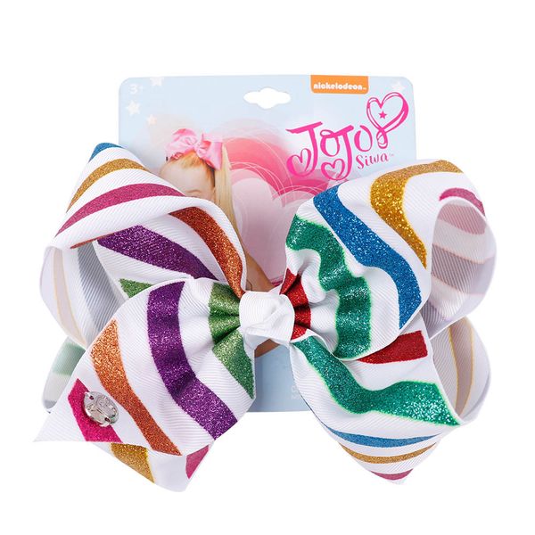 8 inch jojo bows barrette striped glitter hair bows hairpins shiny bow knotted hair clips for girls fashion headwear kids hair accessories, Slivery;white
8 inch jojo bows barrette striped glitter hair bows hairpins shiny bow knotted hair clips for girls fashion headwear kids hair accessories, Slivery;white