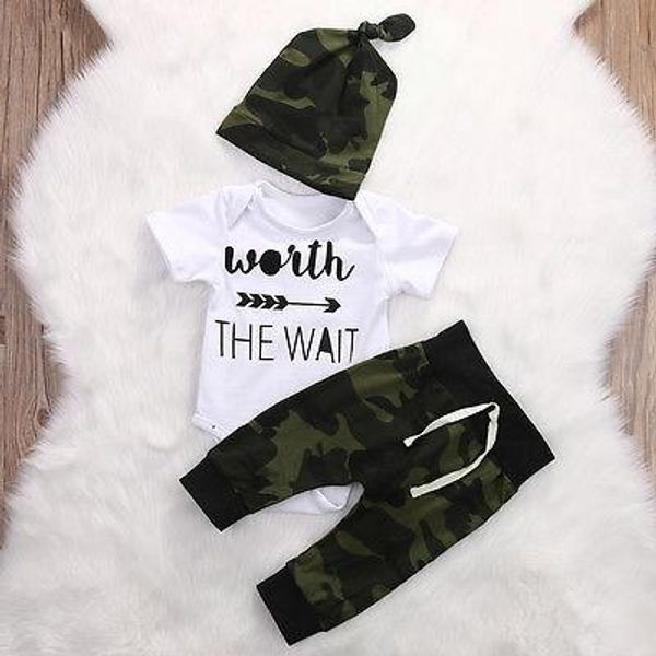 army green newborn baby girl boy clothes romper t-shirt long pants and hat outfits 3pcs fashionable and simple baby suit, White
army green newborn baby girl boy clothes romper t-shirt long pants and hat outfits 3pcs fashionable and simple baby suit, White
