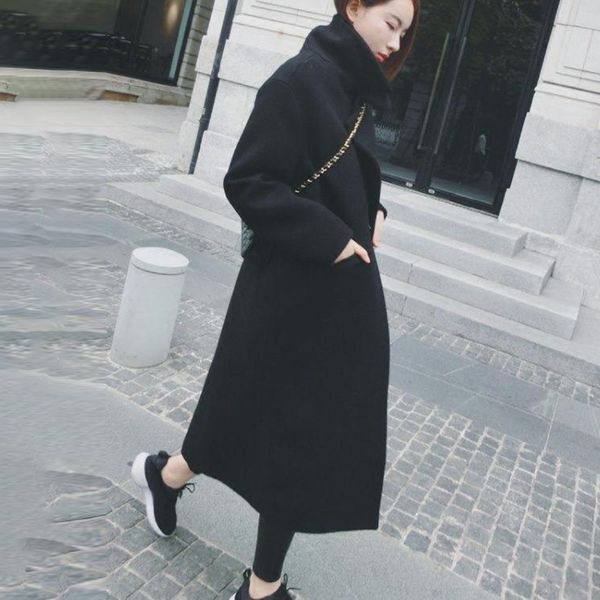 womens overcoat woolen trench coat ladies winter long jacket slim fitted outwear, Black
womens overcoat woolen trench coat ladies winter long jacket slim fitted outwear, Black