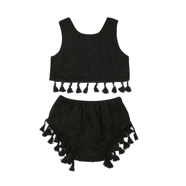 1-7y toddler kid baby girl tassel clothes sets black sleeveless crop short pants outfit set, White
1-7y toddler kid baby girl tassel clothes sets black sleeveless crop short pants outfit set, White