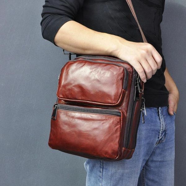 quality original leather male casual shoulder messenger bag fashion cross-body bag 10" pad tote mochila satchel 3020-rb
quality original leather male casual shoulder messenger bag fashion cross-body bag 10" pad tote mochila satchel 3020-rb