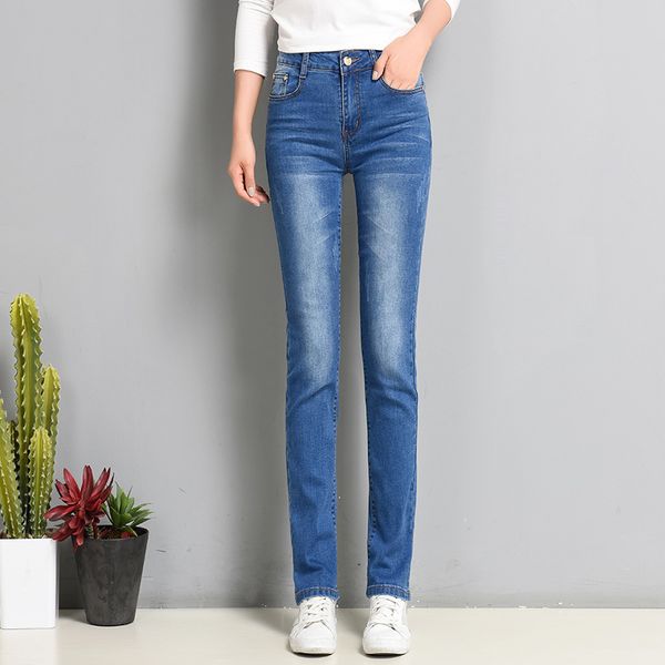 new four seasons slim straight pants vintage high waist jeans new womens pants full length regular classic cowboy, Blue
new four seasons slim straight pants vintage high waist jeans new womens pants full length regular classic cowboy, Blue