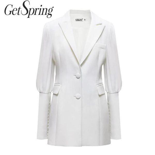 getspring women blazer single breasted long sleeve ladies white blazer coat elegant women's slim suit jacket long women jacket, White;black
getspring women blazer single breasted long sleeve ladies white blazer coat elegant women's slim suit jacket long women jacket, White;black