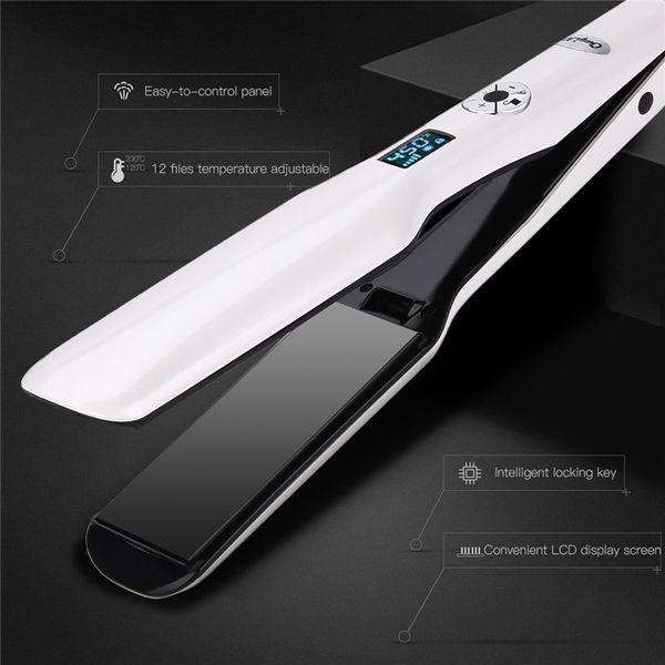 3d rotating hair straightener professional ptc hair styling iron fast heating flat iron with wide heating plate and lcd screen 0, Black
3d rotating hair straightener professional ptc hair styling iron fast heating flat iron with wide heating plate and lcd screen 0, Black