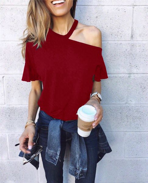 2019 women's v neck loose shirts cold shoulder summer short sleeve casual fashion front blouse t-shirt, White
2019 women's v neck loose shirts cold shoulder summer short sleeve casual fashion front blouse t-shirt, White