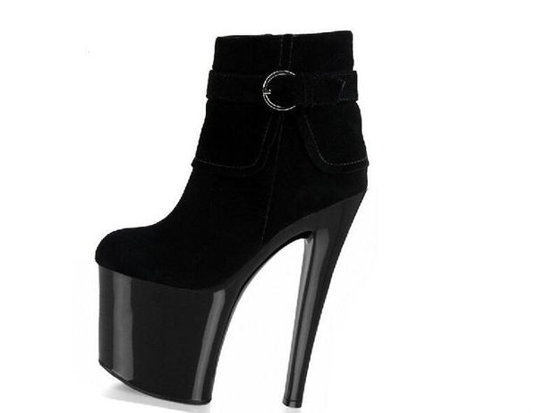20cm super high heel suede color matching stiletto ankle boots low tube short boots women, Black
20cm super high heel suede color matching stiletto ankle boots low tube short boots women, Black