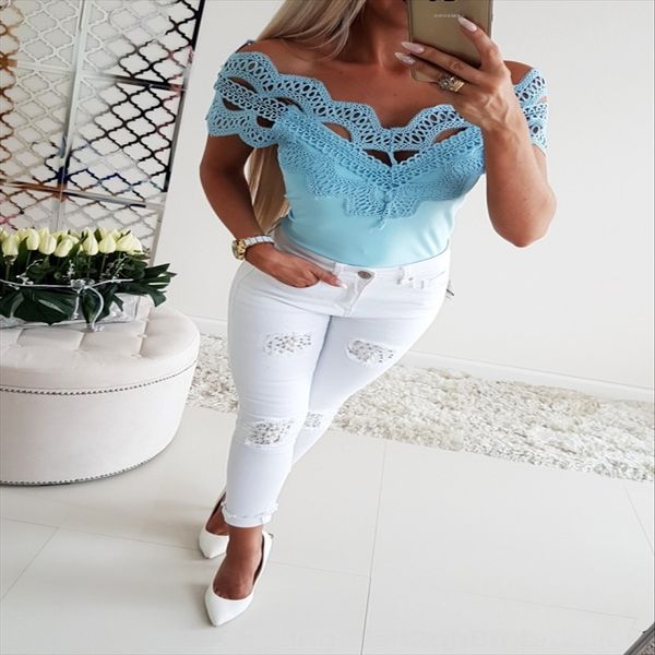 2019 collar comfortable 2019 collar lace lace comfortable top, White 
2019 collar comfortable 2019 collar lace lace comfortable top, White