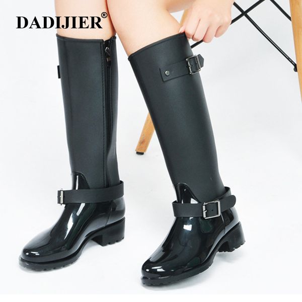 dadijier spring winter boots brand design mid-calf boots zip rain preppy shoes woman buckle rubber rainboots zll345, Black
dadijier spring winter boots brand design mid-calf boots zip rain preppy shoes woman buckle rubber rainboots zll345, Black