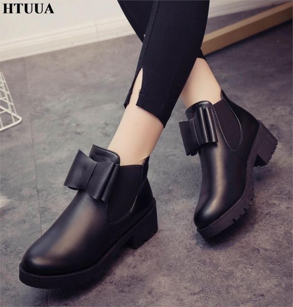 htuua autumn winter women boots bow platform shoes med heels ankle boots pu leather waterproof bottes femme sx1503, Black
htuua autumn winter women boots bow platform shoes med heels ankle boots pu leather waterproof bottes femme sx1503, Black