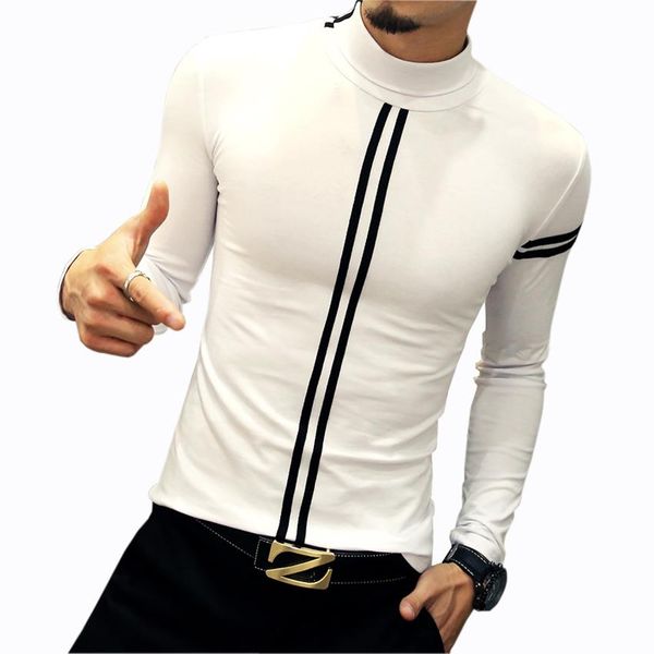 men 's t shirts fashion leisure turtleneck fitness autumn winter under shirt slim tight stripe t shirt men famous 4xl 5xl, White;black
men 's t shirts fashion leisure turtleneck fitness autumn winter under shirt slim tight stripe t shirt men famous 4xl 5xl, White;black
