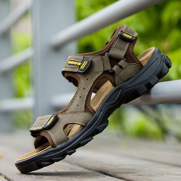 2019 new mens sandals casual genuine leather trekking sandals non-slip outdoor walking shoes for men brown khaki beach sneakers, Black
2019 new mens sandals casual genuine leather trekking sandals non-slip outdoor walking shoes for men brown khaki beach sneakers, Black