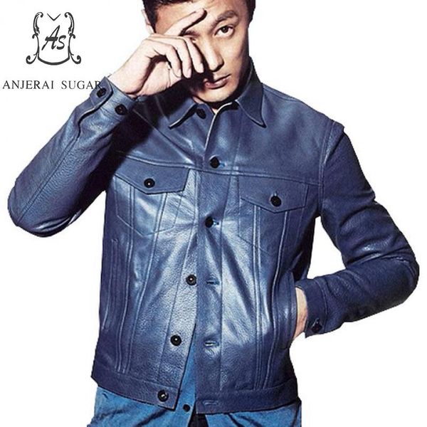 plus size genuine cow leather jacket men vintage blue casual single breasted pocket special offer clearance motorcycle jackets, Black
plus size genuine cow leather jacket men vintage blue casual single breasted pocket special offer clearance motorcycle jackets, Black