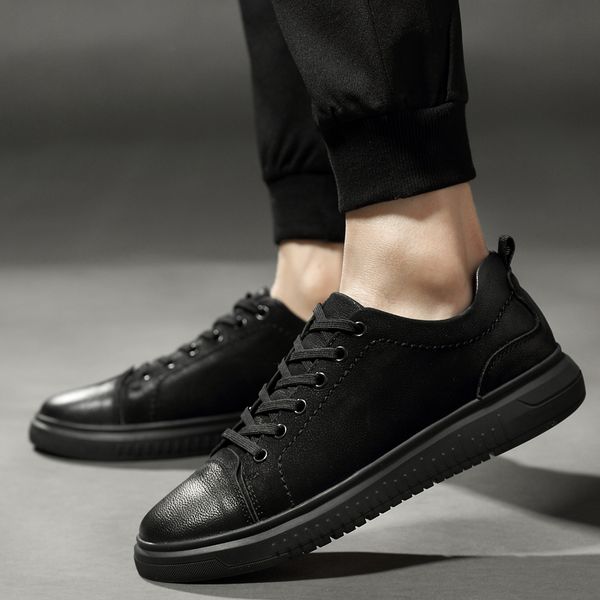 men genuine leather shoes breathable spring autumn lace up elastic fashion design tenacity comfortable men shoes k3, Black
men genuine leather shoes breathable spring autumn lace up elastic fashion design tenacity comfortable men shoes k3, Black