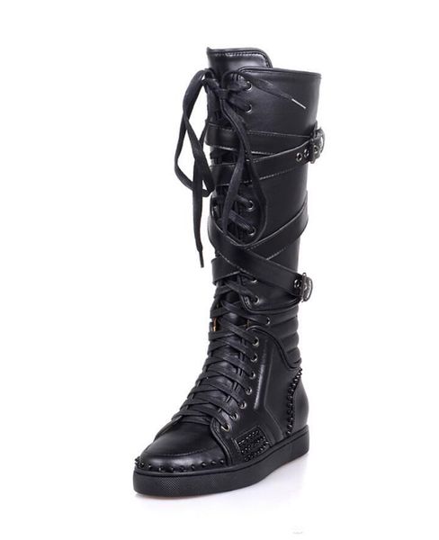 men casual boots luxury men's shoes red bottom sneakers rivets leather men boot high shoes winter long tube rider martin boots 39-46, Black
men casual boots luxury men's shoes red bottom sneakers rivets leather men boot high shoes winter long tube rider martin boots 39-46, Black