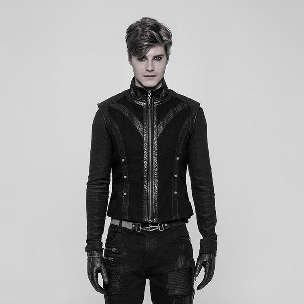 punk rave men's punk faux leather trimmed woolen vest wy-930mjm, Black;white
punk rave men's punk faux leather trimmed woolen vest wy-930mjm, Black;white