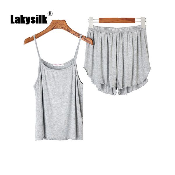 summer modal thin pajama sets female sleeveless suspenders vest shorts set solid casual cozy wild women's home clothes sleepwear, Black;red
summer modal thin pajama sets female sleeveless suspenders vest shorts set solid casual cozy wild women's home clothes sleepwear, Black;red